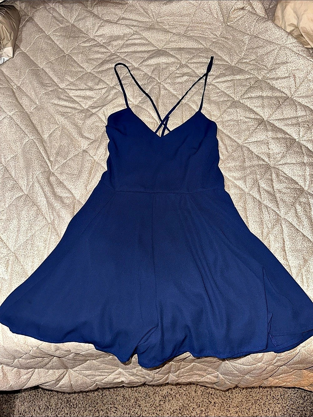 Express Blue Strappy Mini Romper Size S